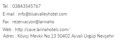 Larina Cave Hotel telefon numaralar, faks, e-mail, posta adresi ve iletiim bilgileri
